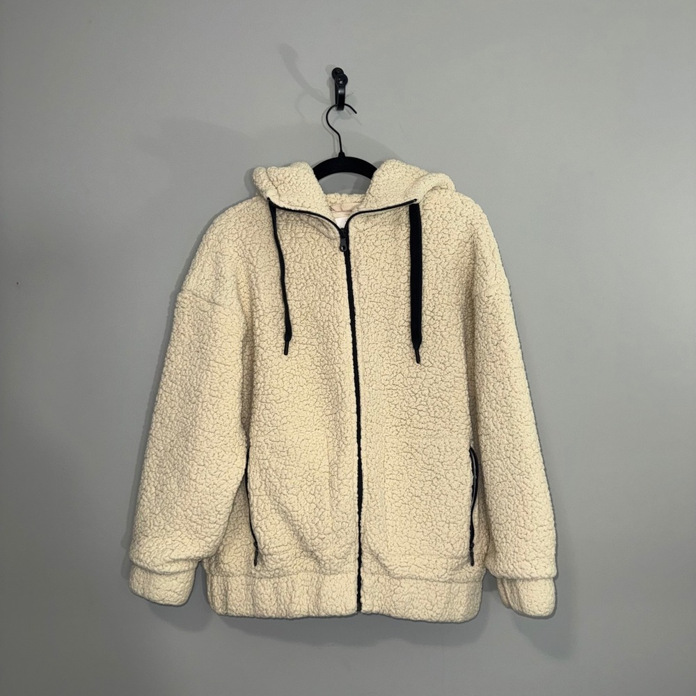 Aerie OFFLINE Plush Sherpa Fleece Zip Up Hoodie Cream‎ XS